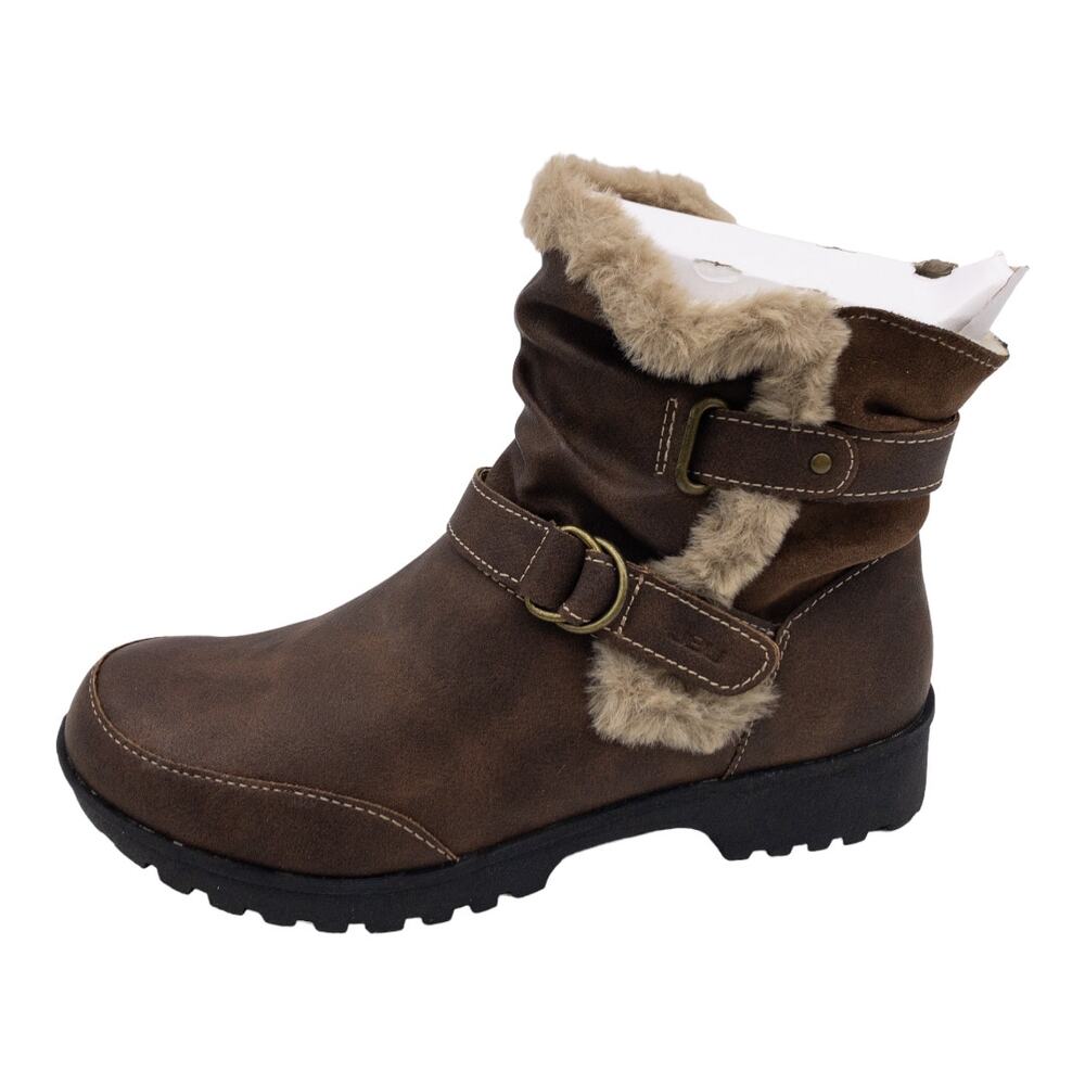 JBU by Jambu Indiana Waterproof Faux Fur Ankle Boot Women's 6 Brown Zip Cozy